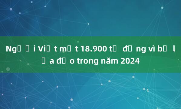 Người Việt mất 18.900 tỉ đồng vì bị lừa đảo trong năm 2024